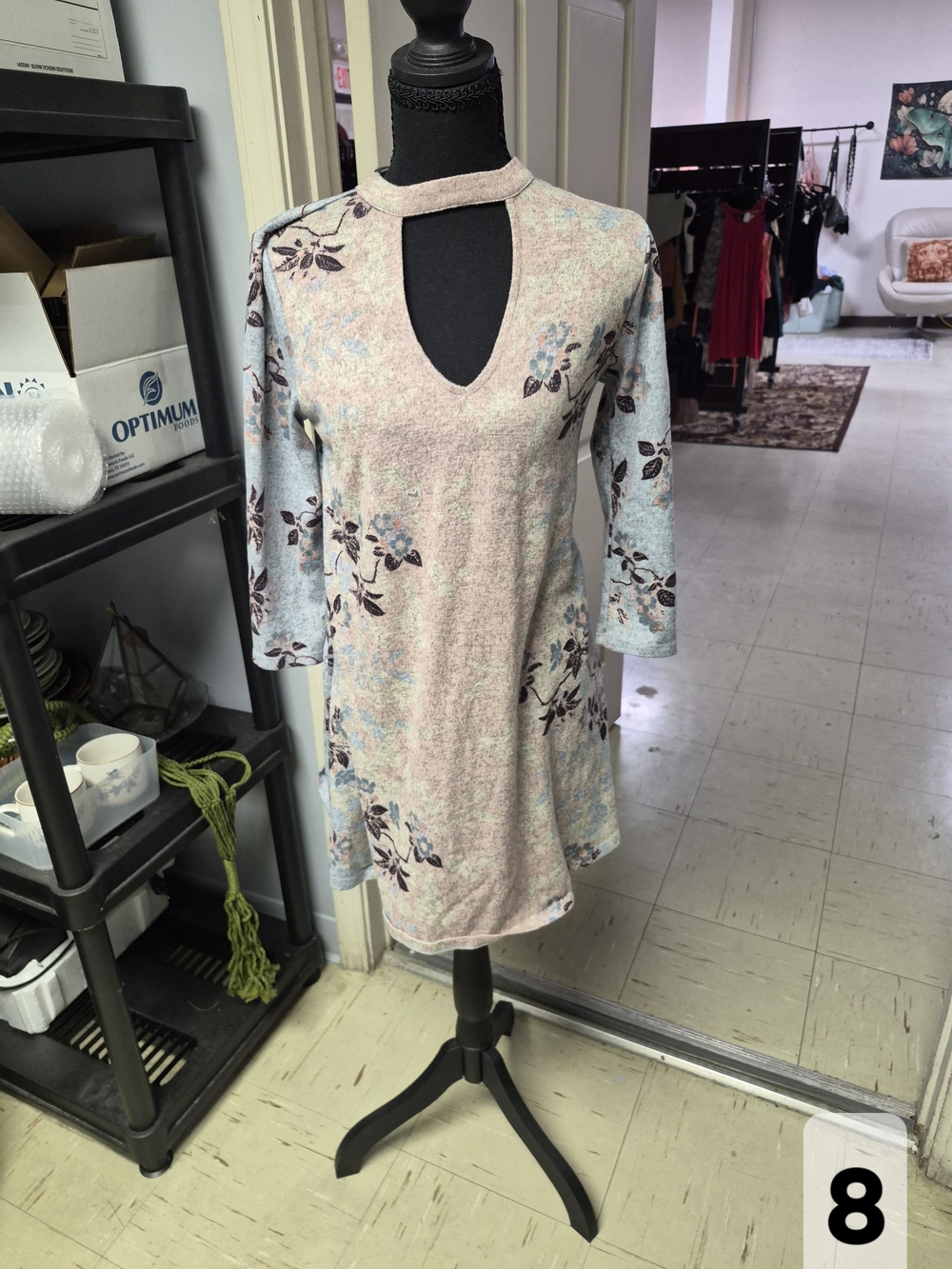 living doll Pastel Floral Keyhole Mini Dress in Pink and Blue